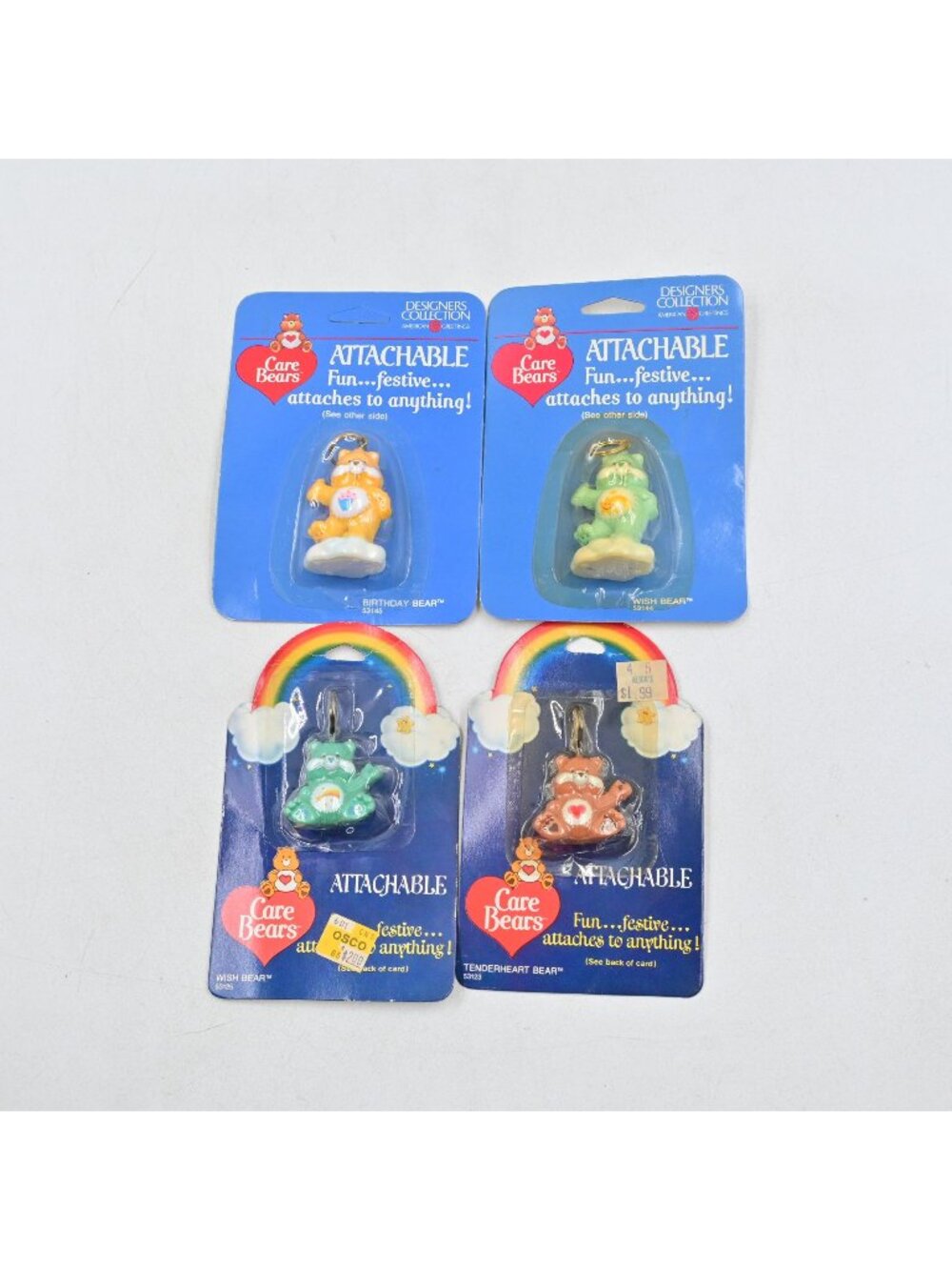 Care Bears Attachable Keychain Lot 4 Birthday Wish Bear Vintage